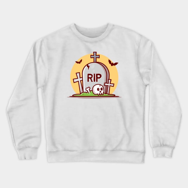 Halloween Tombstone Cartoon Vector Icon Illustration Crewneck Sweatshirt by Catalyst Labs